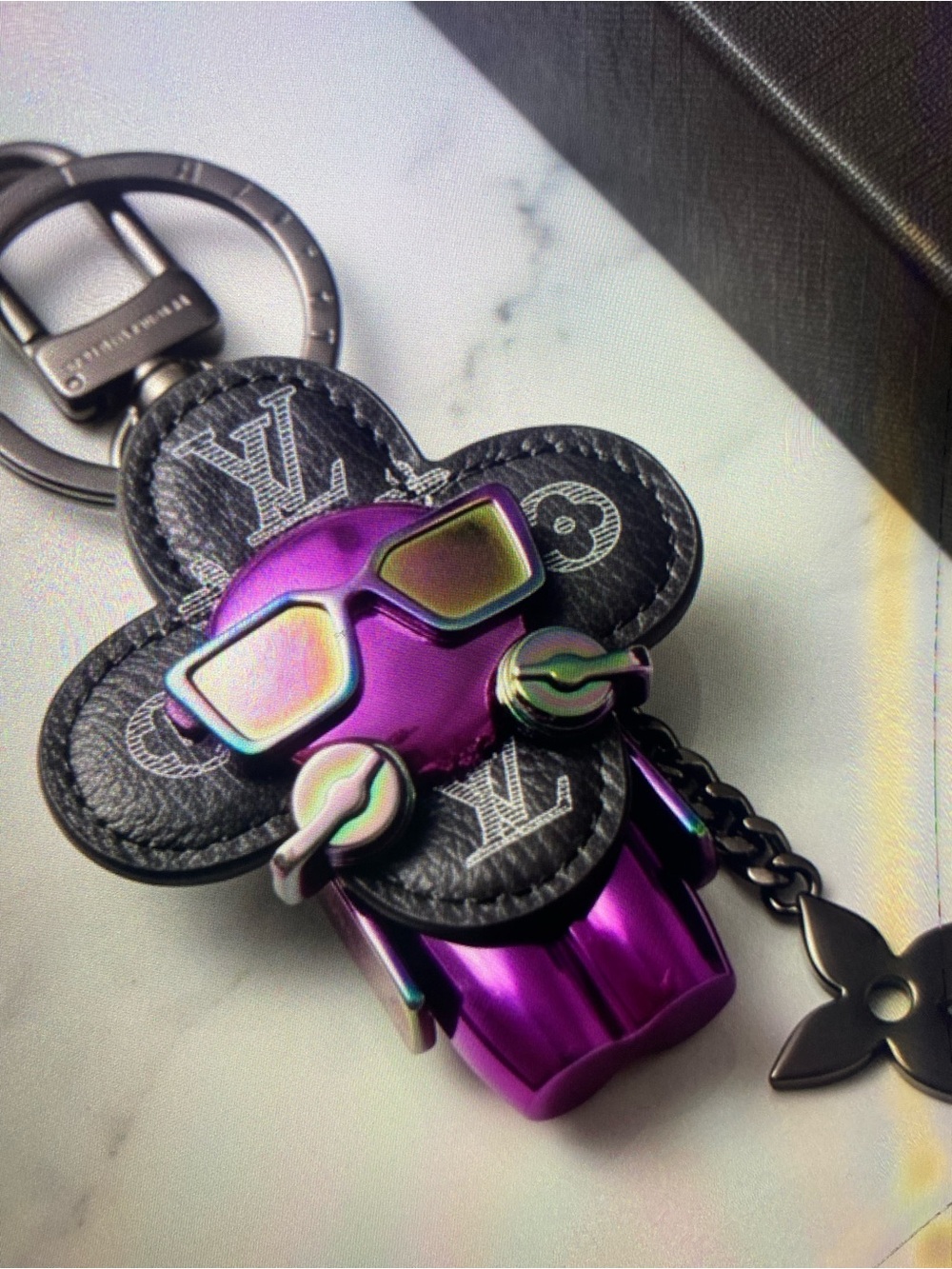 Unbranded fashion Pink Iridescent Monogram Charm Keychain - Picture 2 of 4